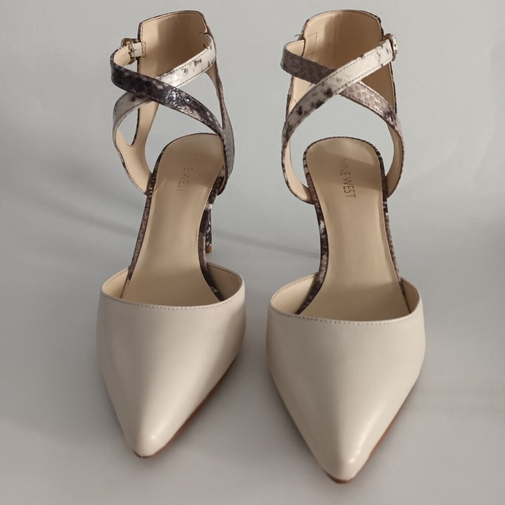 BNIB Nine West Paddysday Heels Pointed Toe Snakeskin print strap Multiple Sizes